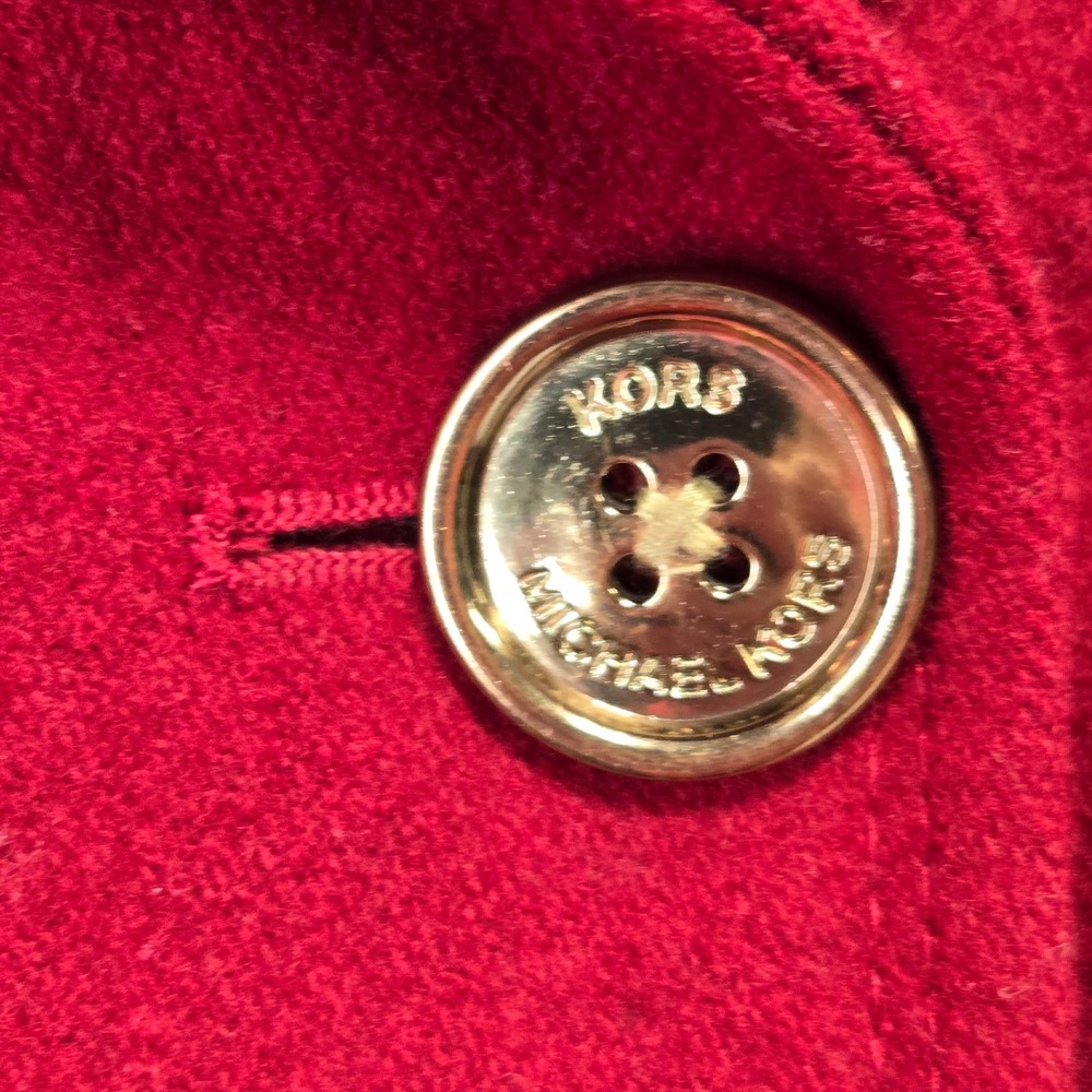 Michael Kors Womens Red Wool Blend Double Breasted Pea Coat Jacket Size 10 - Picture 4 of 12